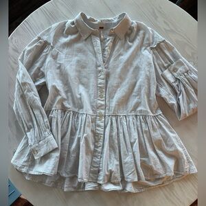 Free People Button Down Peplum Striped Top